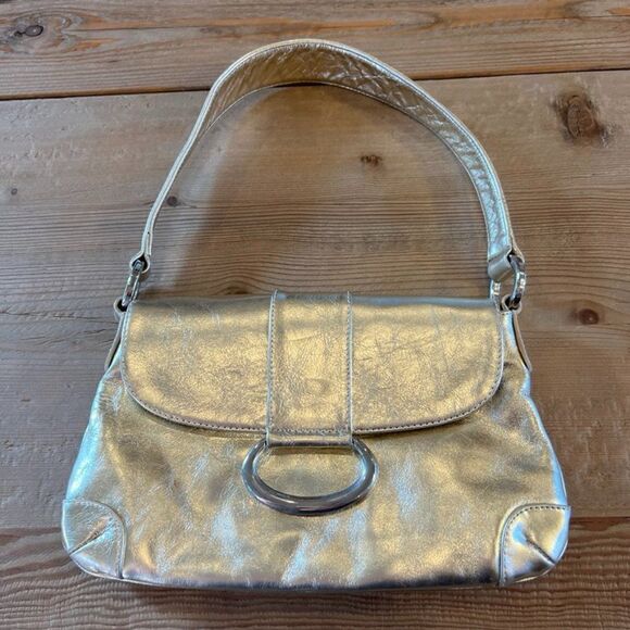 Jenny Vera Pelle Gold Metallic Leather Italian Bag - Picture 1 of 12